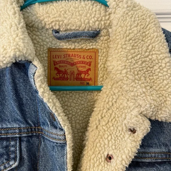 Levi’s Blue Denim Sherpa Jacket - Picture 3 of 9